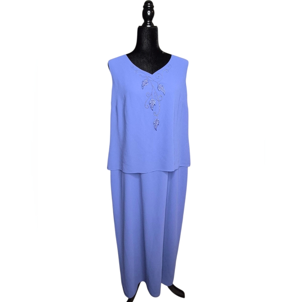 R&M Richards By Karen Kwong Elegant Purple Women's 2 Piece Dress Set (Plus Size) - Picture 3 of 10